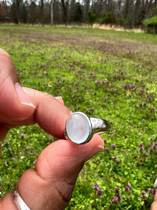 Aquamarine and White topaz 925 sterling silver ring
