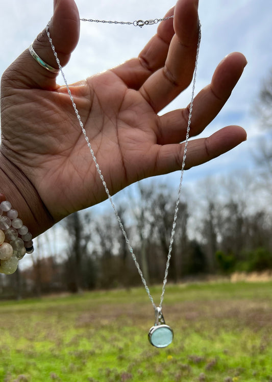 Aquamarine and white topaz necklace