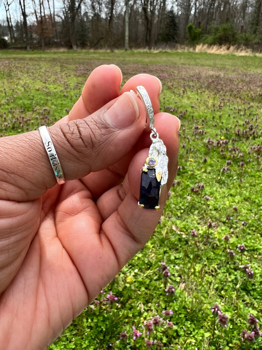 Iolite and Tanzanite 925 sterling silver earrings