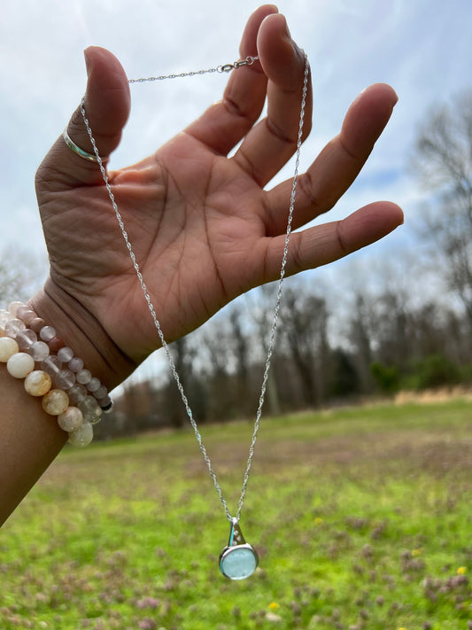 Aquamarine and white topaz necklace