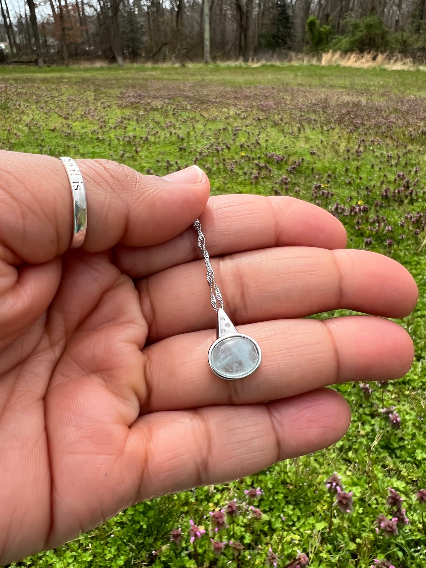 Aquamarine and white topaz necklace