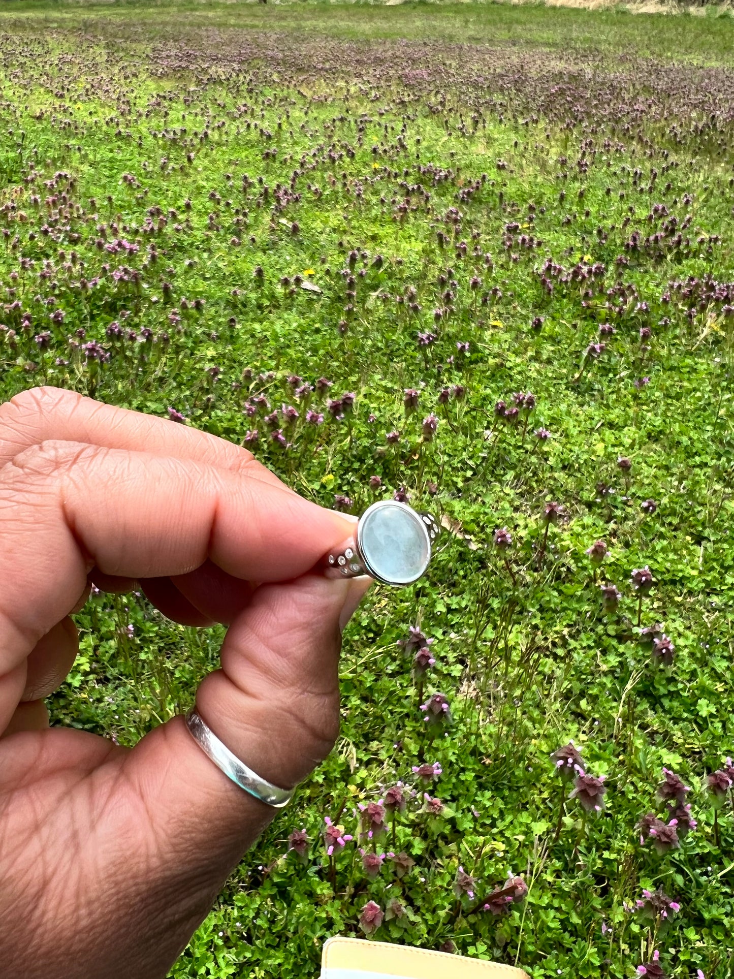 Aquamarine and White topaz 925 sterling silver ring