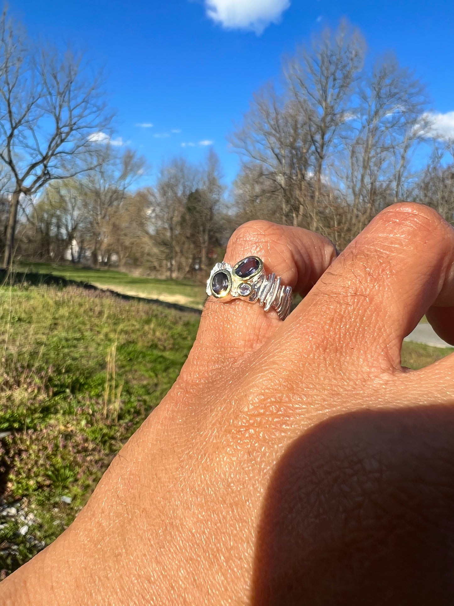 Iolite and Tanzanite 925 sterling silver ring