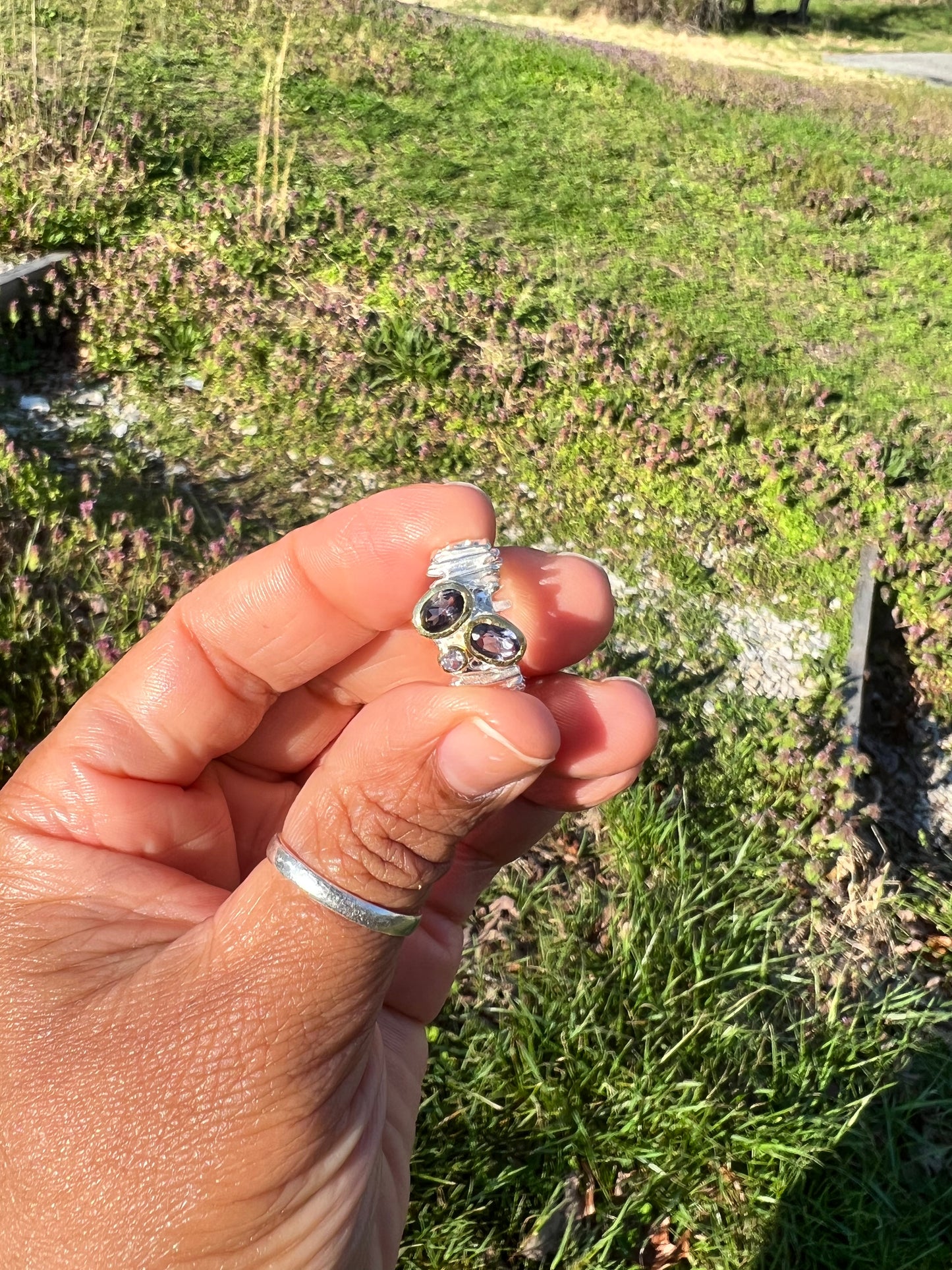 Iolite and Tanzanite 925 sterling silver ring