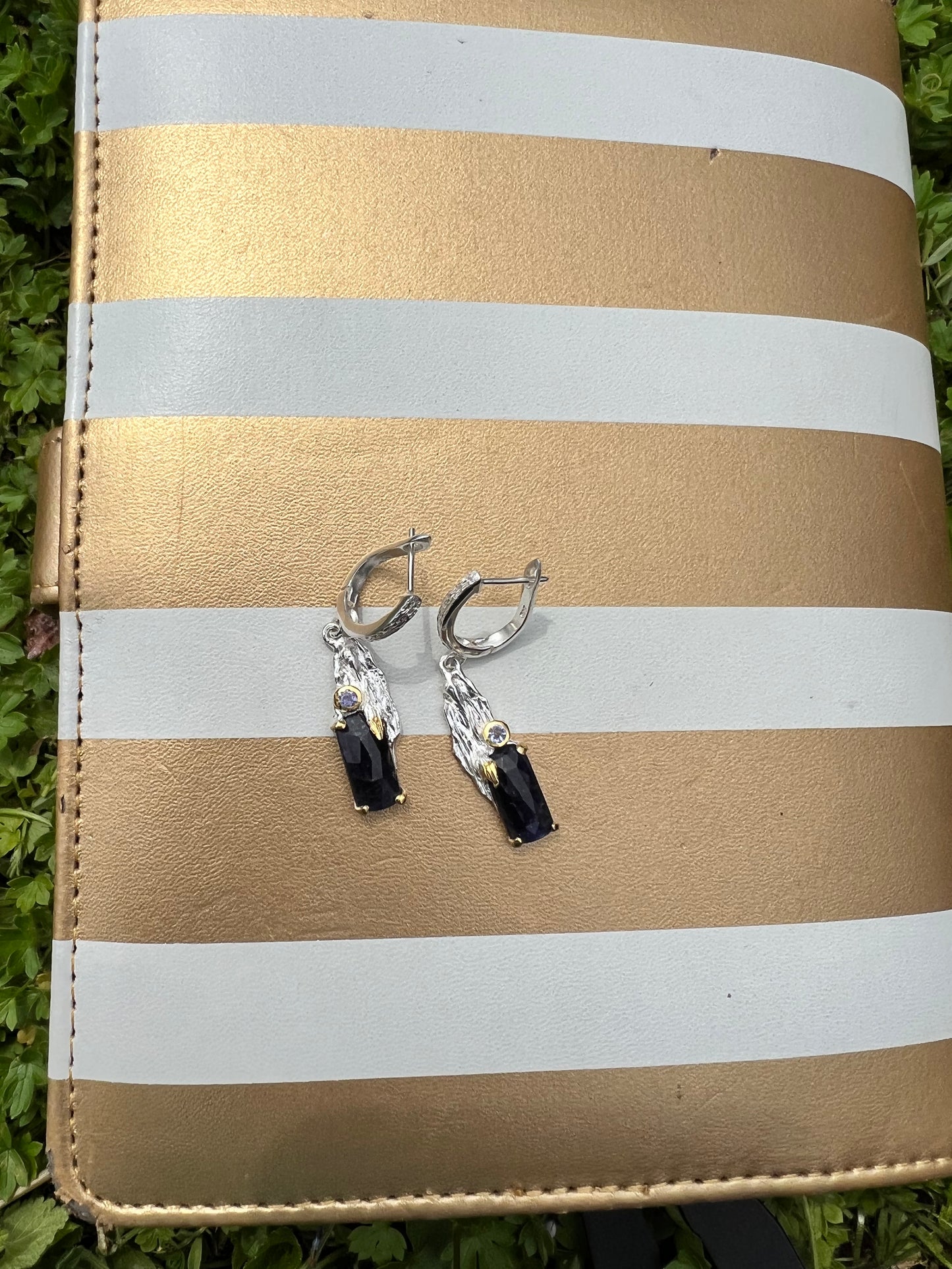 Iolite and Tanzanite 925 sterling silver earrings