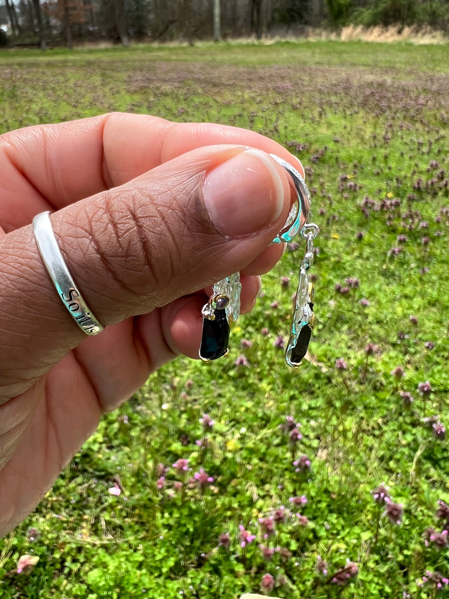 Iolite and Tanzanite 925 sterling silver earrings