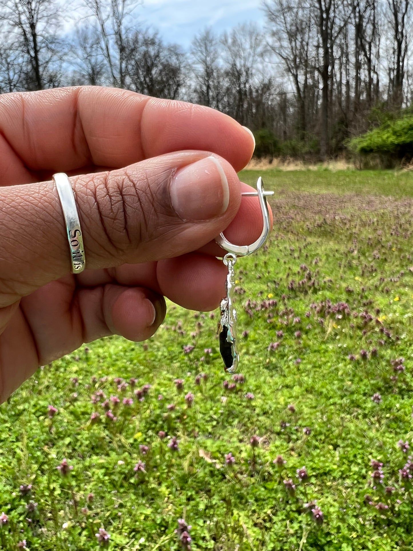 Iolite and Tanzanite 925 sterling silver earrings