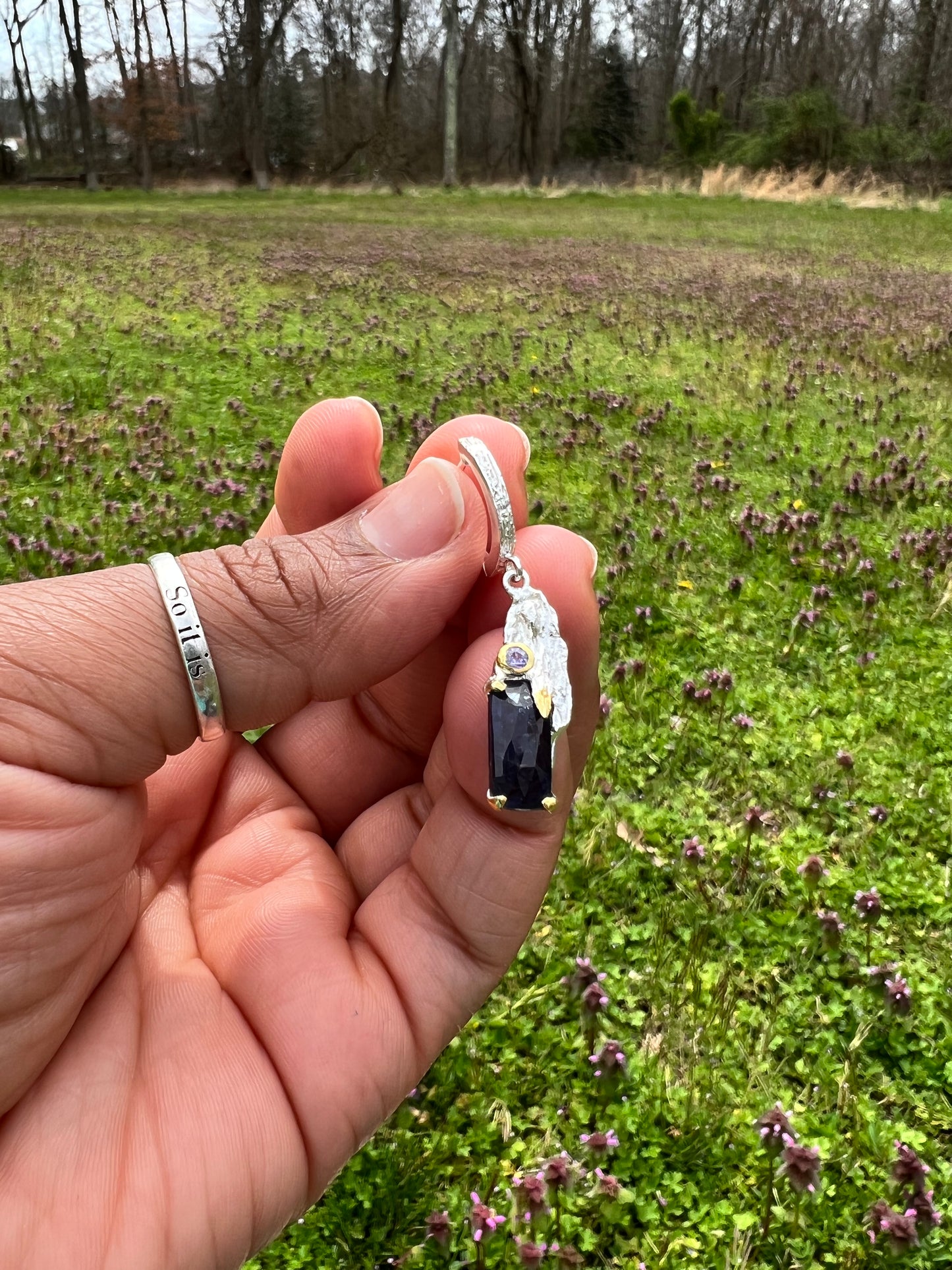 Iolite and Tanzanite 925 sterling silver earrings