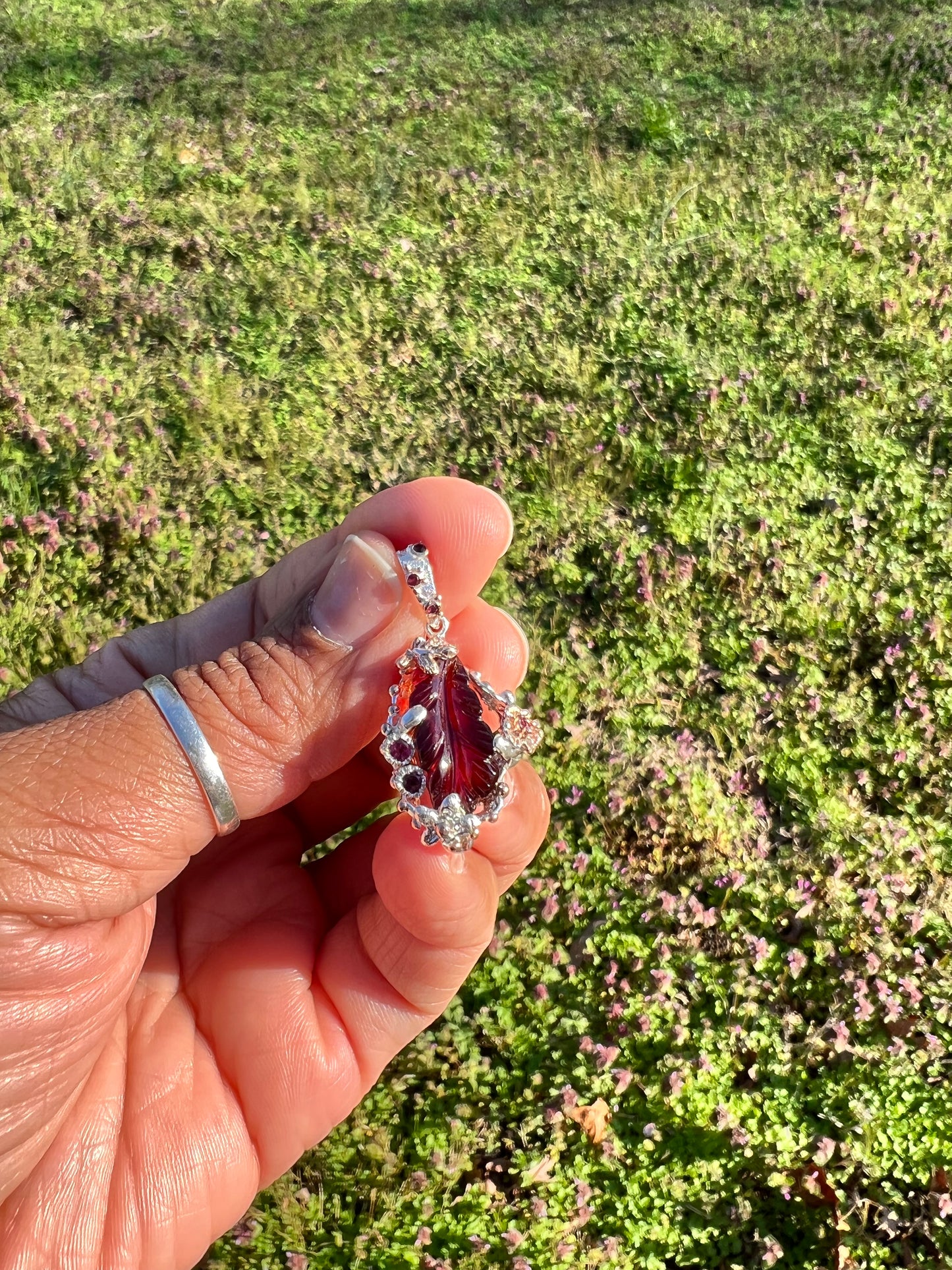 Garnet and Rhodolite rose & white gold over 925 sterling silver