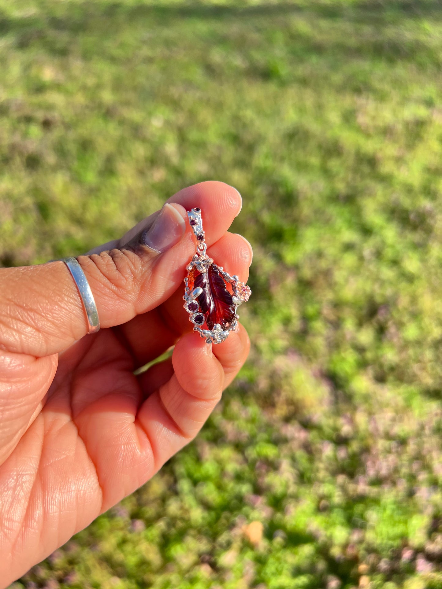 Garnet and Rhodolite rose & white gold over 925 sterling silver