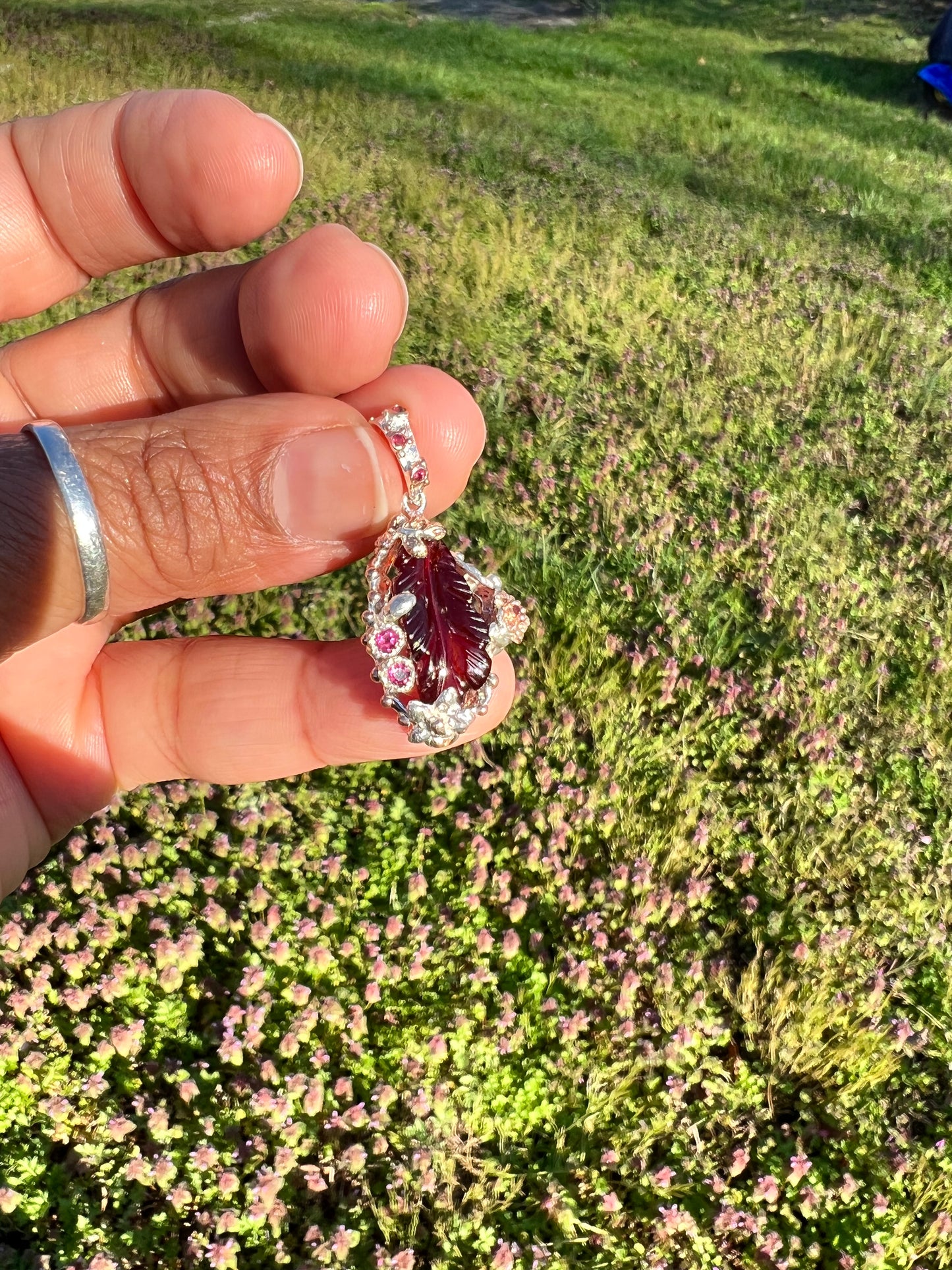 Garnet and Rhodolite rose & white gold over 925 sterling silver