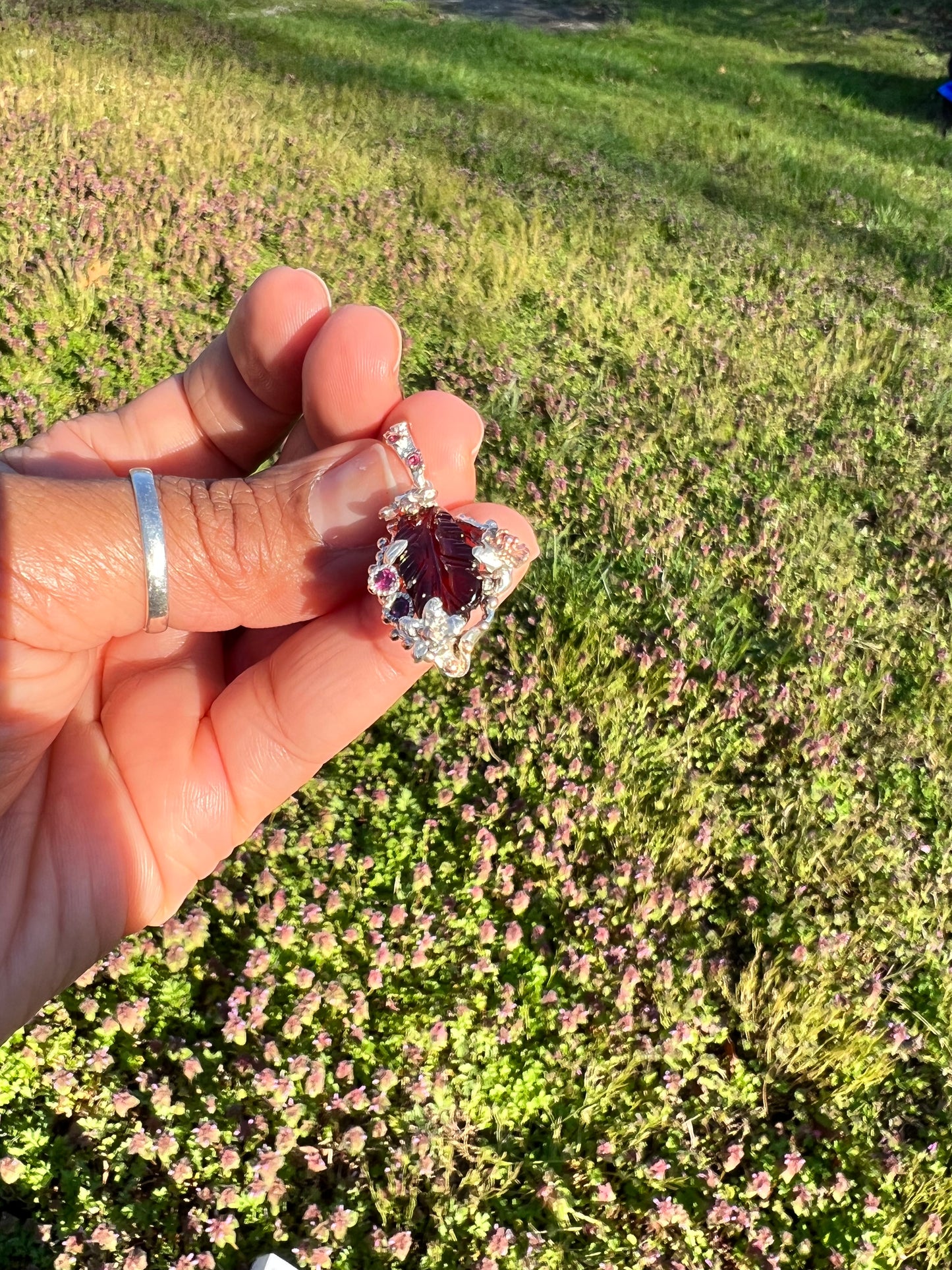 Garnet and Rhodolite rose & white gold over 925 sterling silver