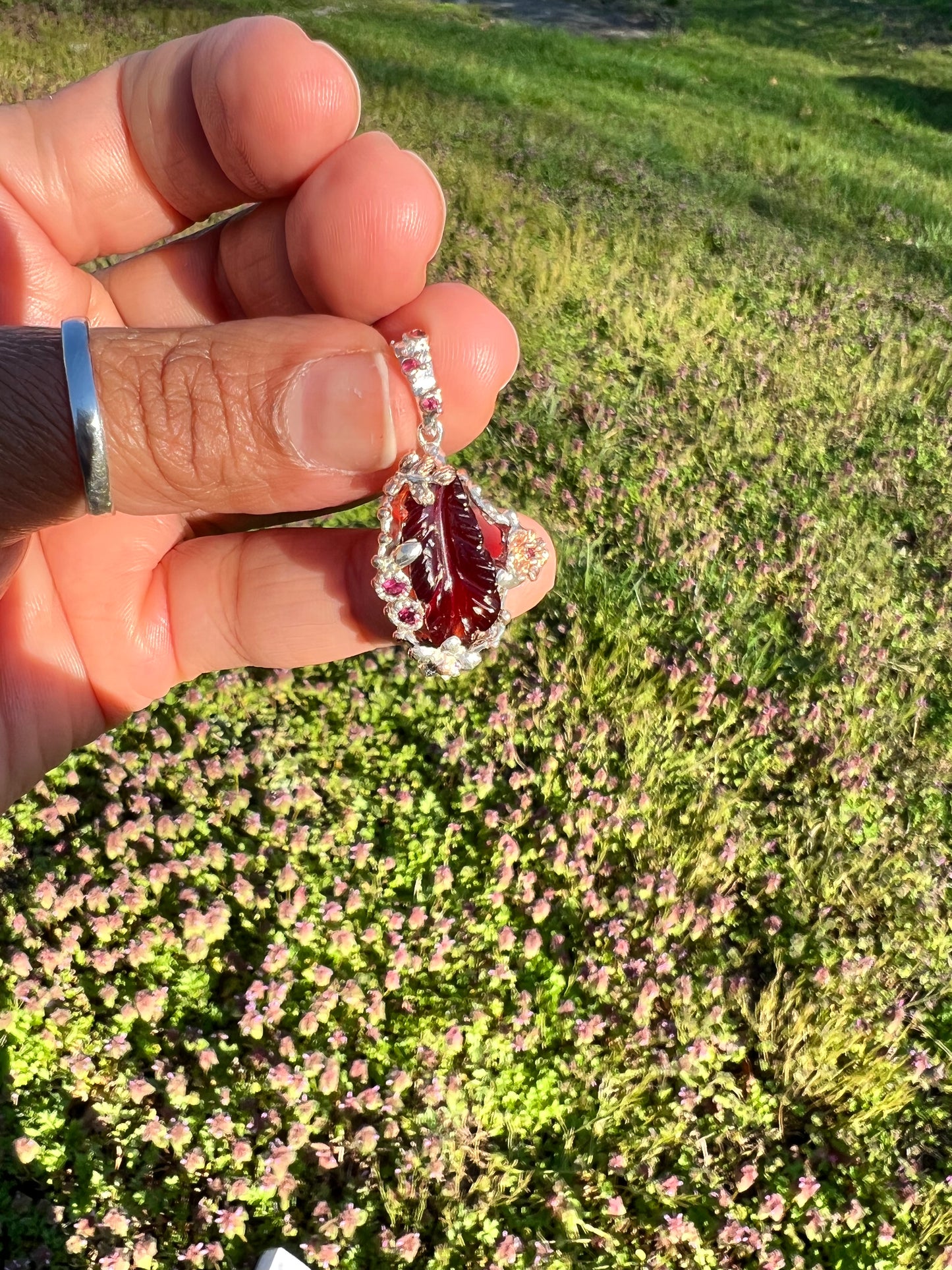 Garnet and Rhodolite rose & white gold over 925 sterling silver