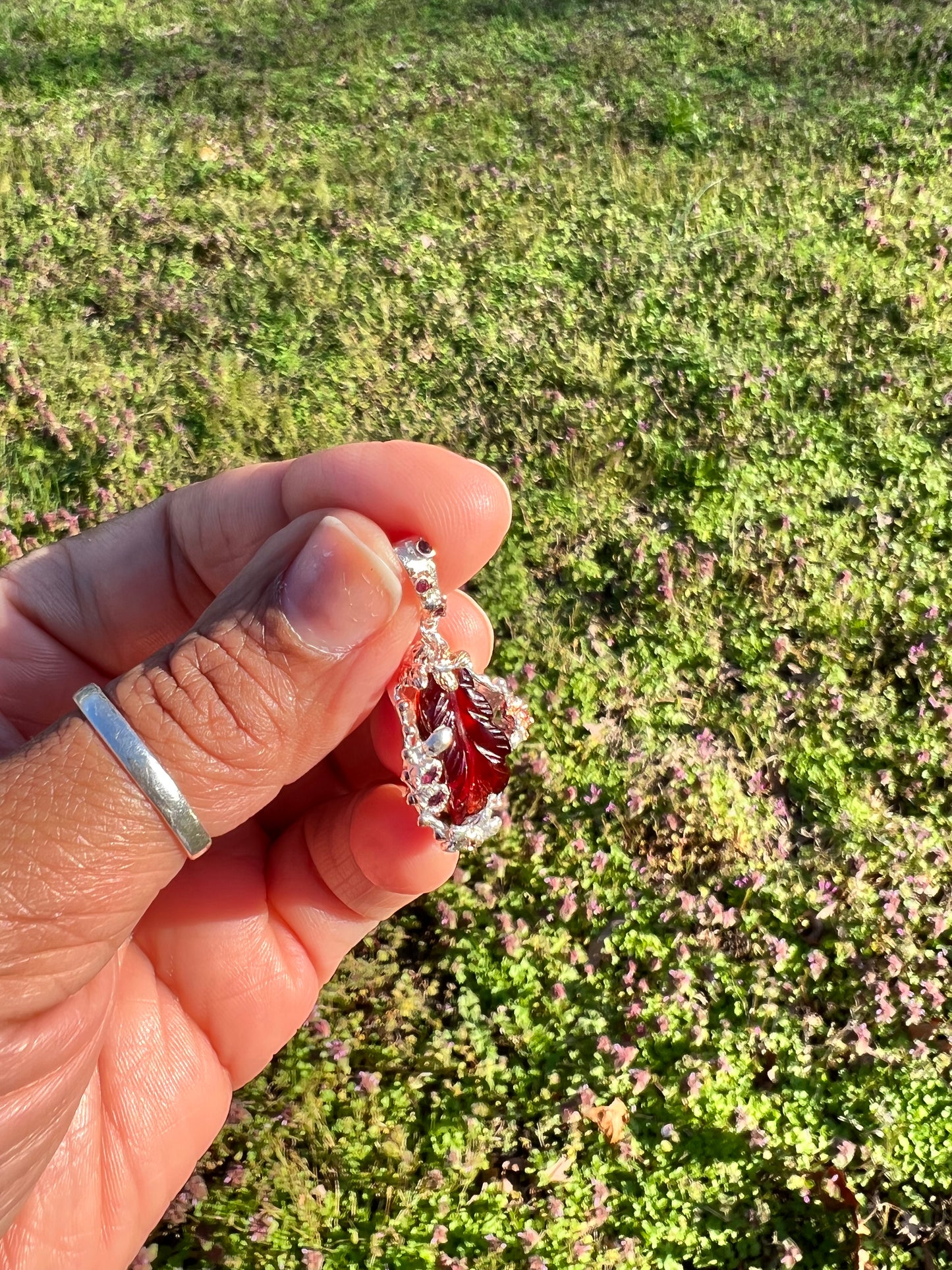 Garnet and Rhodolite rose & white gold over 925 sterling silver